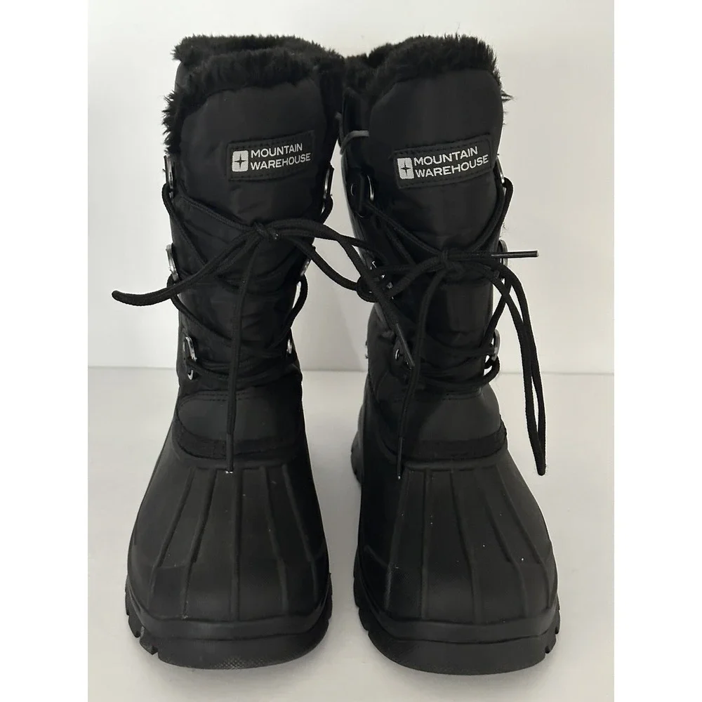 EUC Mountain Warehouse Whistler Kids Sherpa Lined Waterproof Black Snow Boots